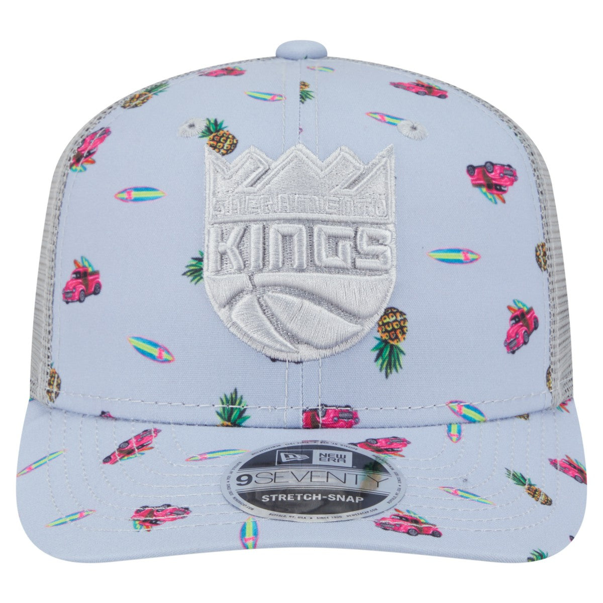 New Era Sacramento Kings Adventure Aloha Pattern 9SEVENTY Stretch-Snap Hat Light Blue/Gray