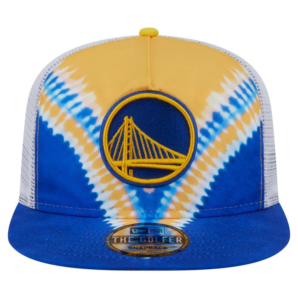 New Era Golden State Warriors Throwback Dye Golfer Snapback Hat Royal/Gold
