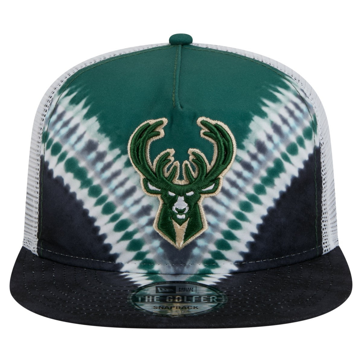 New Era Milwaukee Bucks Throwback Dye Golfer Snapback Hat Black/Hunter Green