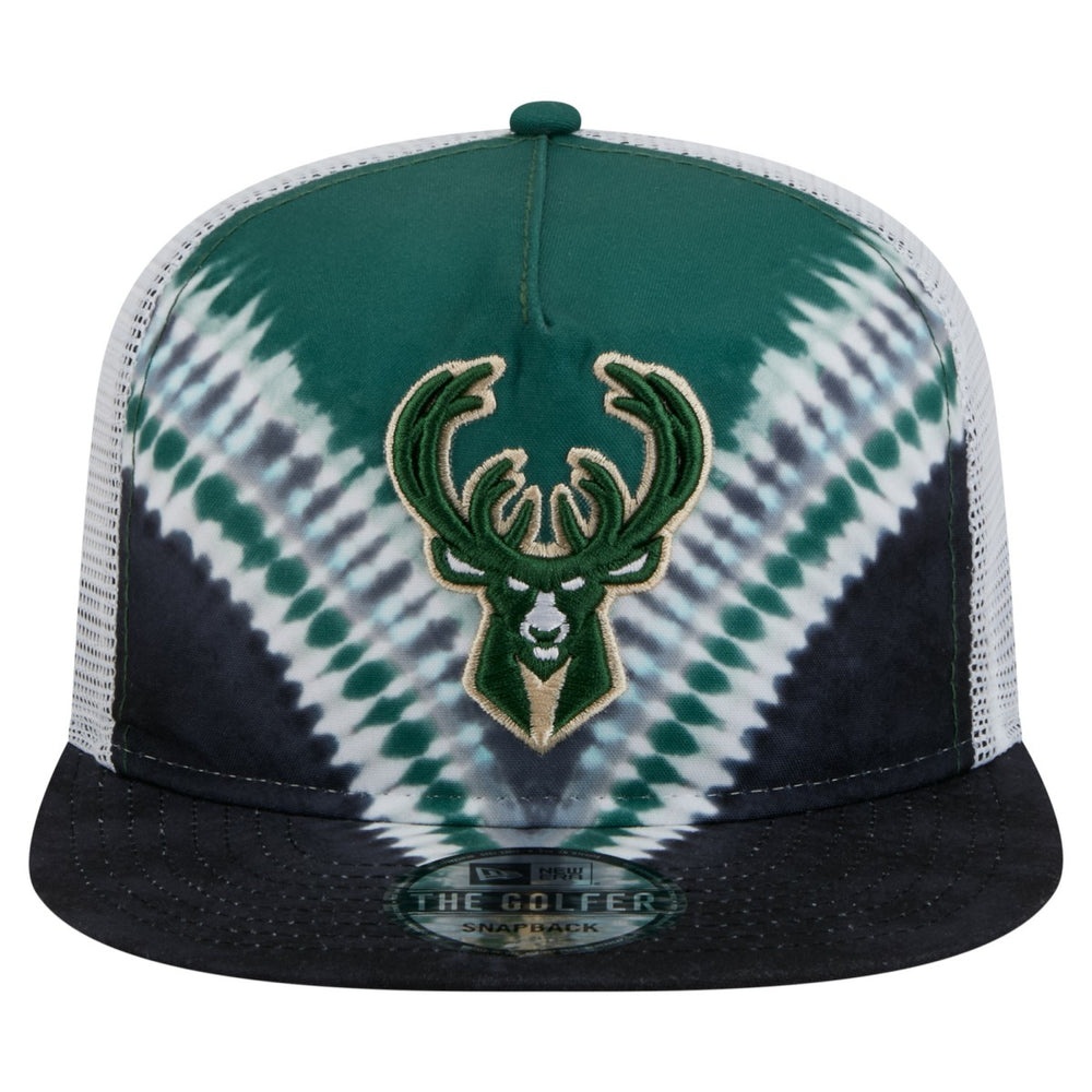 New Era Milwaukee Bucks Throwback Dye Golfer Snapback Hat Black/Hunter Green