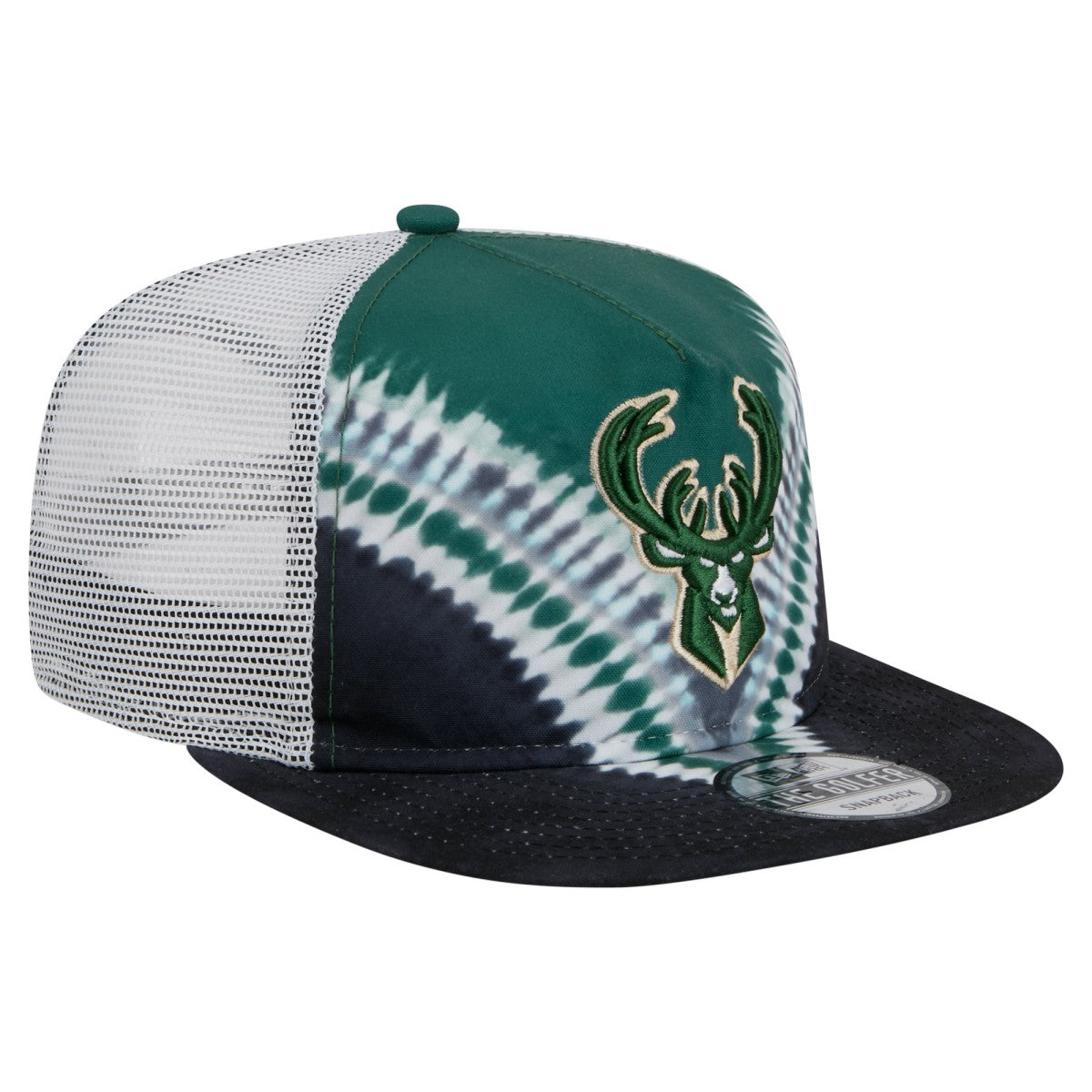 New Era Milwaukee Bucks Throwback Dye Golfer Snapback Hat Black/Hunter Green