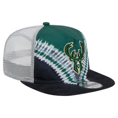 New Era Milwaukee Bucks Throwback Dye Golfer Snapback Hat Black/Hunter Green