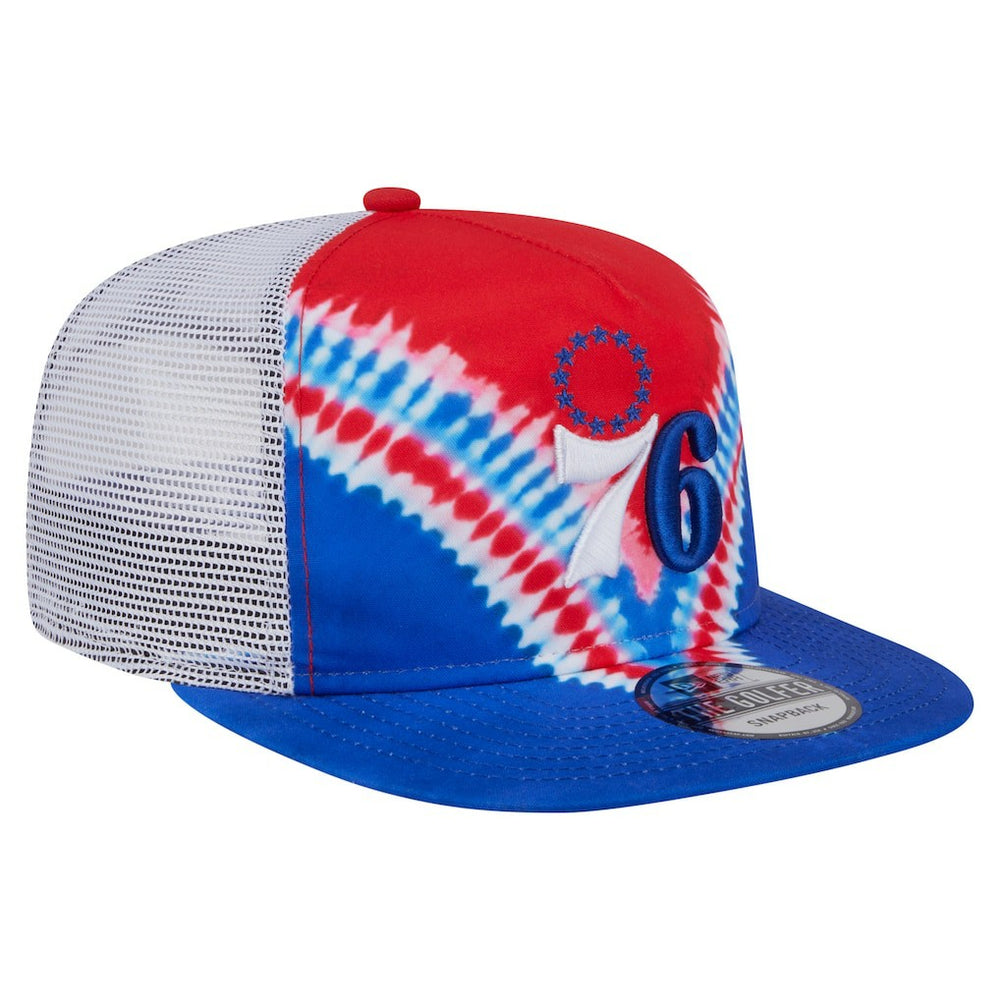 New Era Philadelphia 76ers Throwback Dye Golfer Snapback Hat Royal/Red