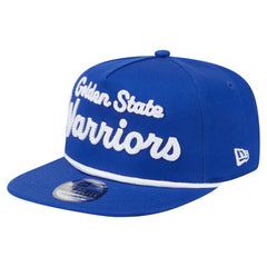 New Era Golden State Warriors Team Text Golfer Snapback Hat Royal