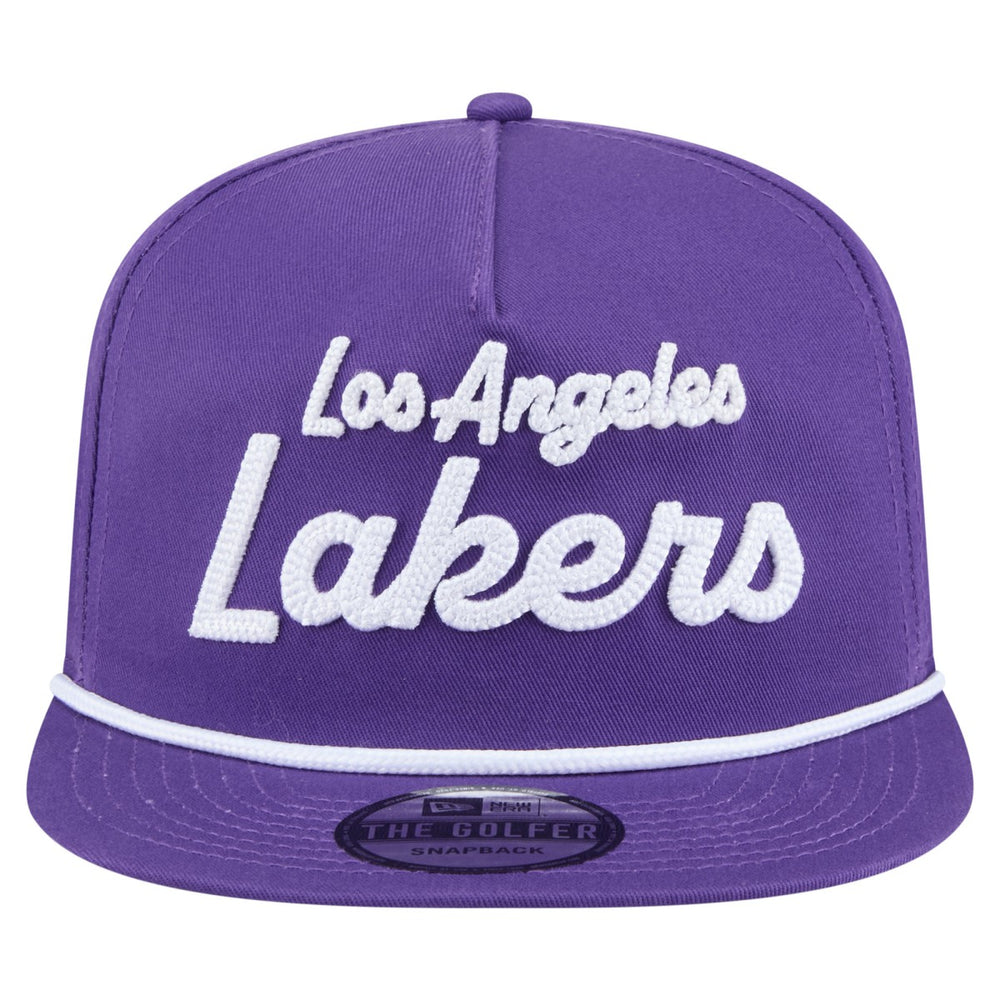 New Era Los Angeles Lakers Team Text Golfer Snapback Hat Purple