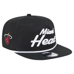 New Era Miami Heat Team Text Golfer Snapback Hat Black
