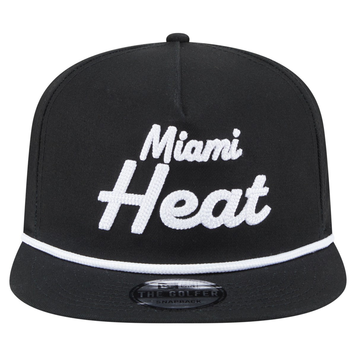 New Era Miami Heat Team Text Golfer Snapback Hat Black