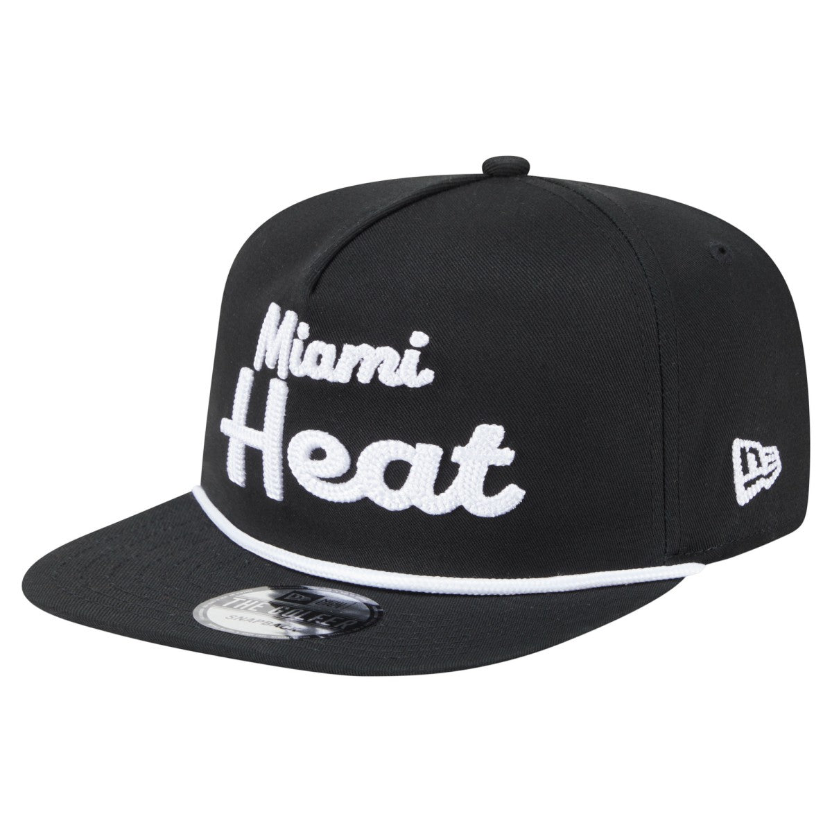 New Era Miami Heat Team Text Golfer Snapback Hat Black