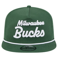 New Era Milwaukee Bucks Team Text Golfer Snapback Hat Hunter Green