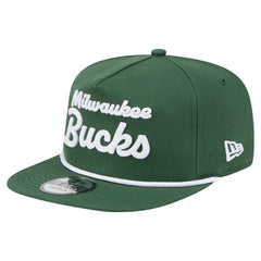 New Era Milwaukee Bucks Team Text Golfer Snapback Hat Hunter Green