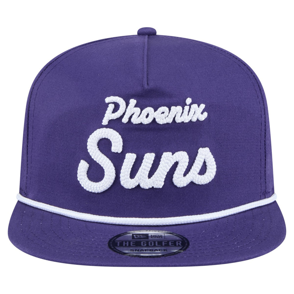 New Era Phoenix Suns Team Text Golfer Snapback Hat Purple