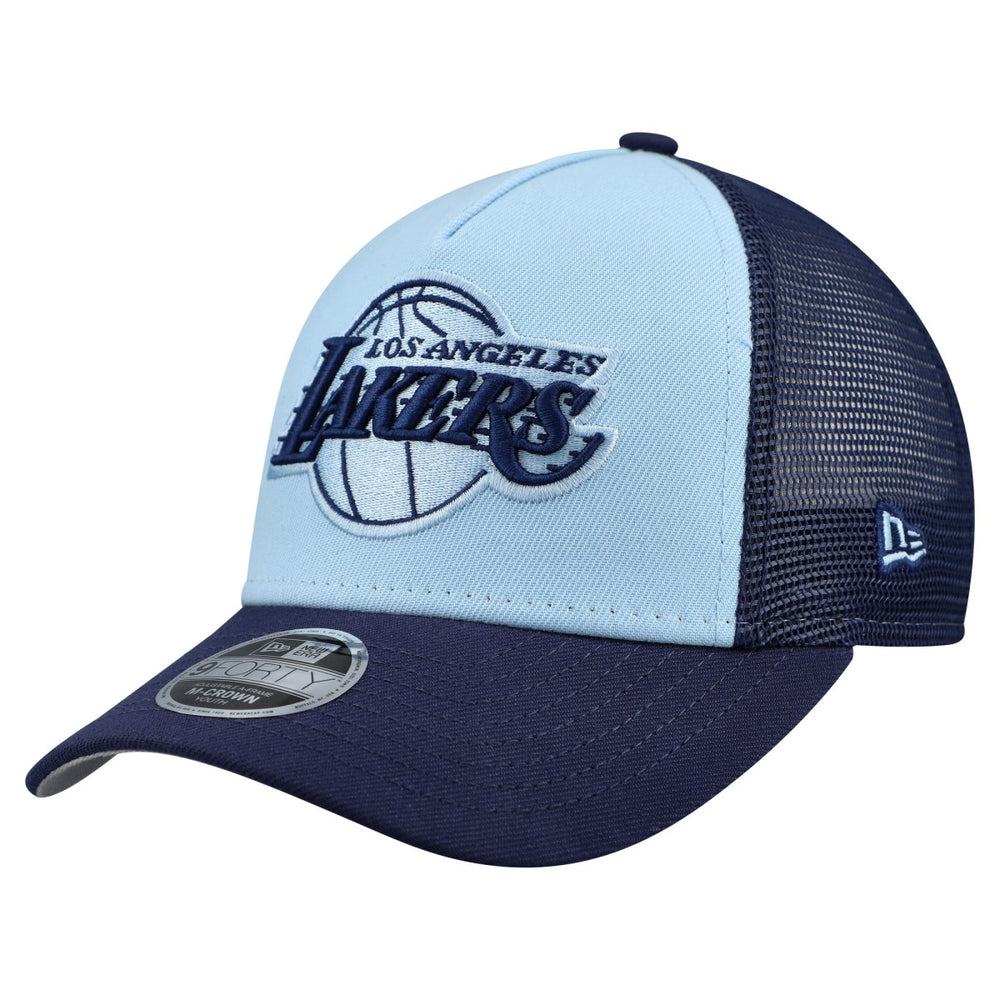 New Era Los Angeles Lakers Youth Colorpack 9FORTY A-Frame Trucker Adjustable Hat Light Blue