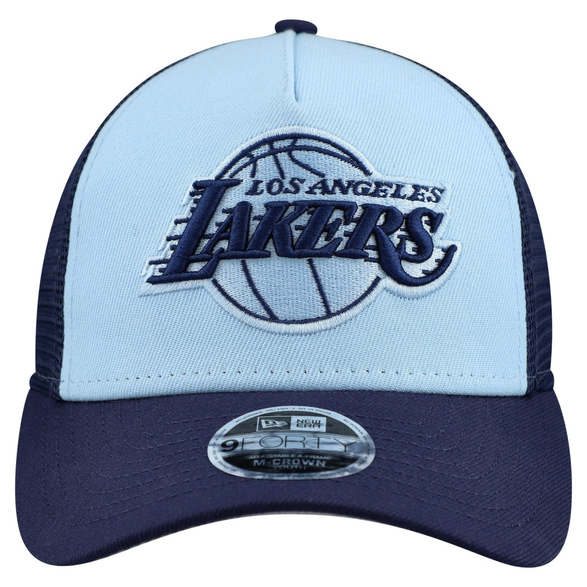 New Era Los Angeles Lakers Youth Colorpack 9FORTY A-Frame Trucker Adjustable Hat Light Blue