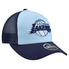 New Era Los Angeles Lakers Youth Colorpack 9FORTY A-Frame Trucker Adjustable Hat Light Blue