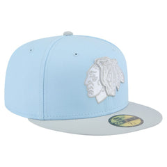 Chicago Blackhawks New Era Color Pack Two-Tone 59FIFTY Fitted Hat - Light Blue/Gray | New Era Clearance