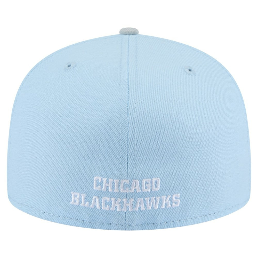 Chicago Blackhawks New Era Color Pack Two-Tone 59FIFTY Fitted Hat - Light Blue/Gray | New Era Clearance