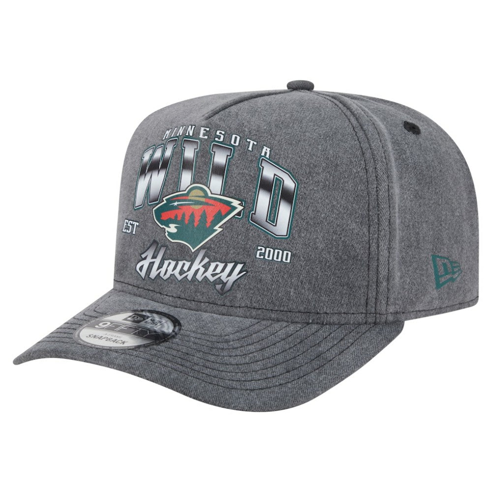 Minnesota Wild New Era Throwback Washed A-Frame Pre-Curved 9FIFTY Snapback Hat - Charcoal | New Era sale