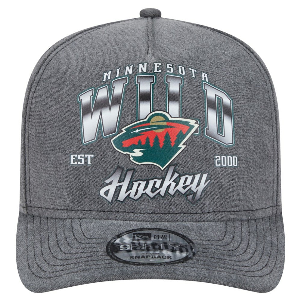 Minnesota Wild New Era Throwback Washed A-Frame Pre-Curved 9FIFTY Snapback Hat - Charcoal | New Era sale