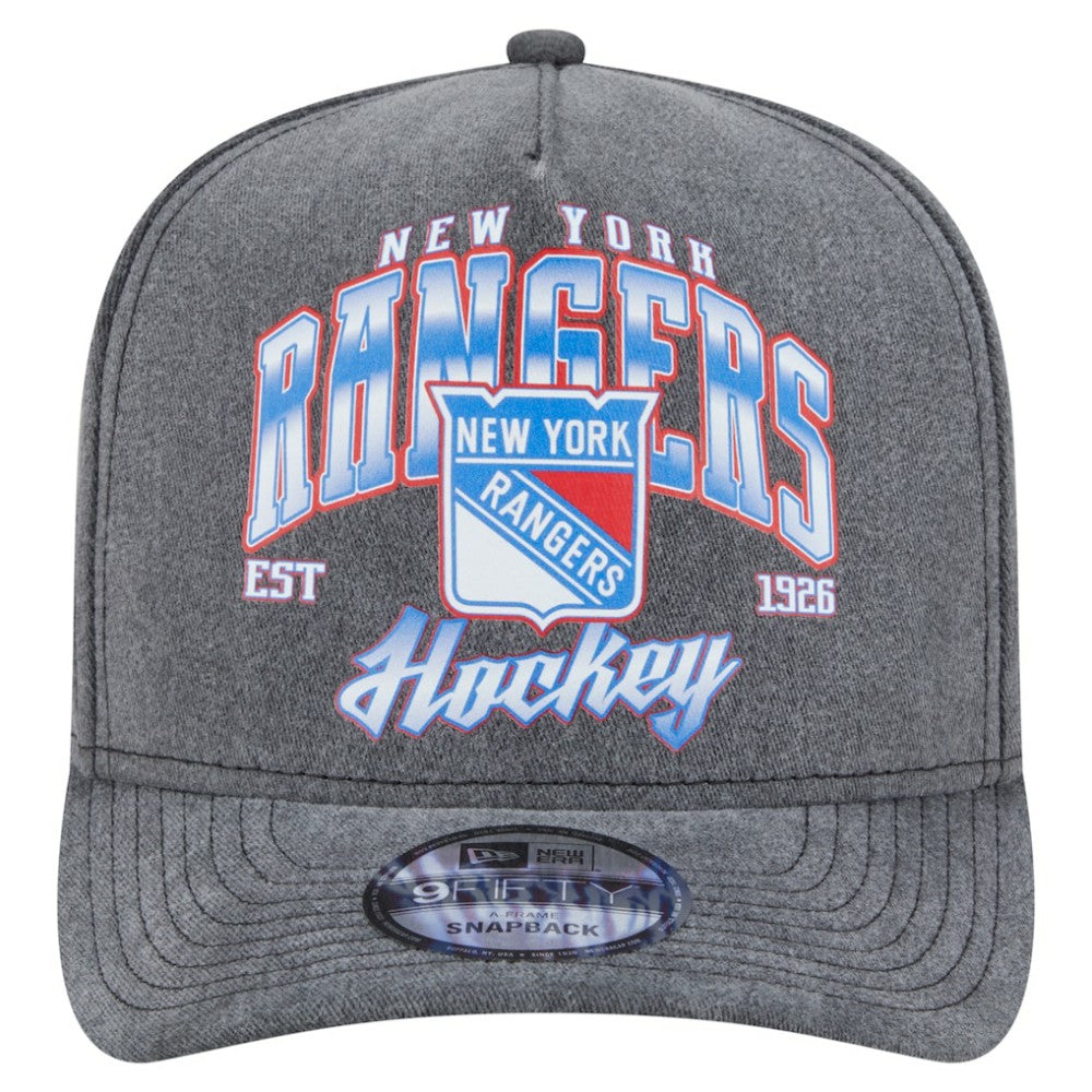 New York Rangers New Era Throwback Washed A-Frame Pre-Curved 9FIFTY Snapback Hat - Charcoal | New Era near me