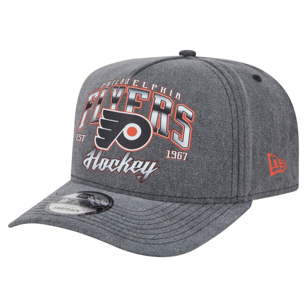 Philadelphia Flyers New Era Throwback Washed A-Frame Pre-Curved 9FIFTY Snapback Hat - Charcoal | New Era on sale