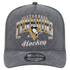 Pittsburgh Penguins New Era Throwback Washed A-Frame Pre-Curved 9FIFTY Snapback Hat - Charcoal | New Era discount