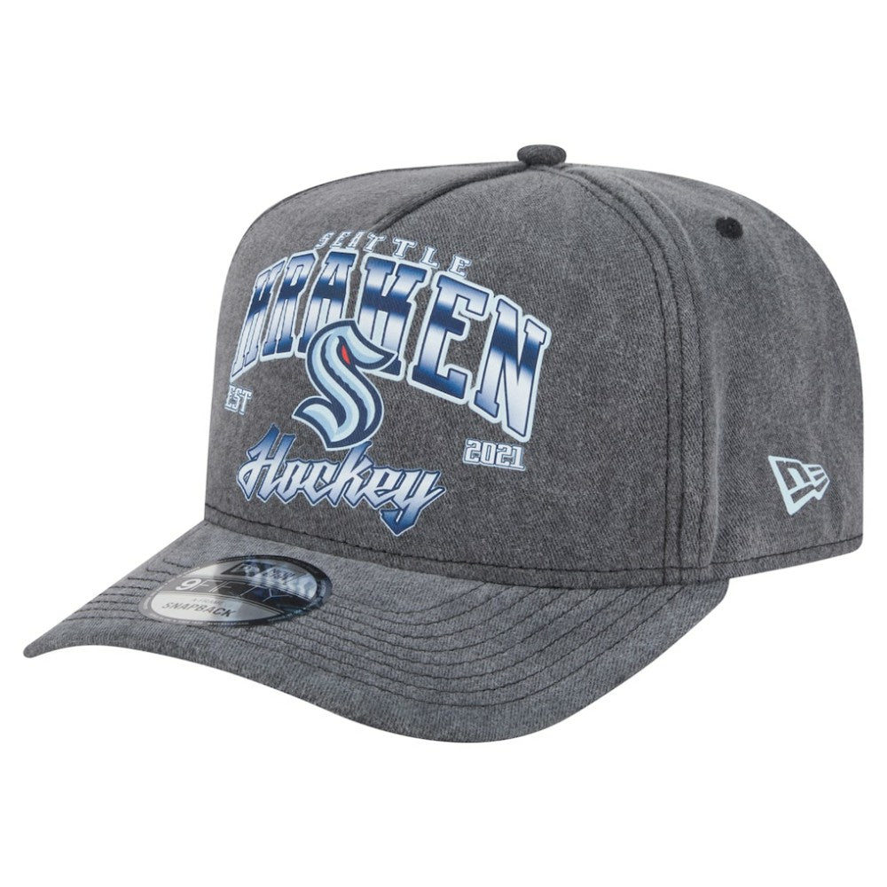 Seattle Kraken New Era Throwback Washed A-Frame Pre-Curved 9FIFTY Snapback Hat - Charcoal | New Era Clearance