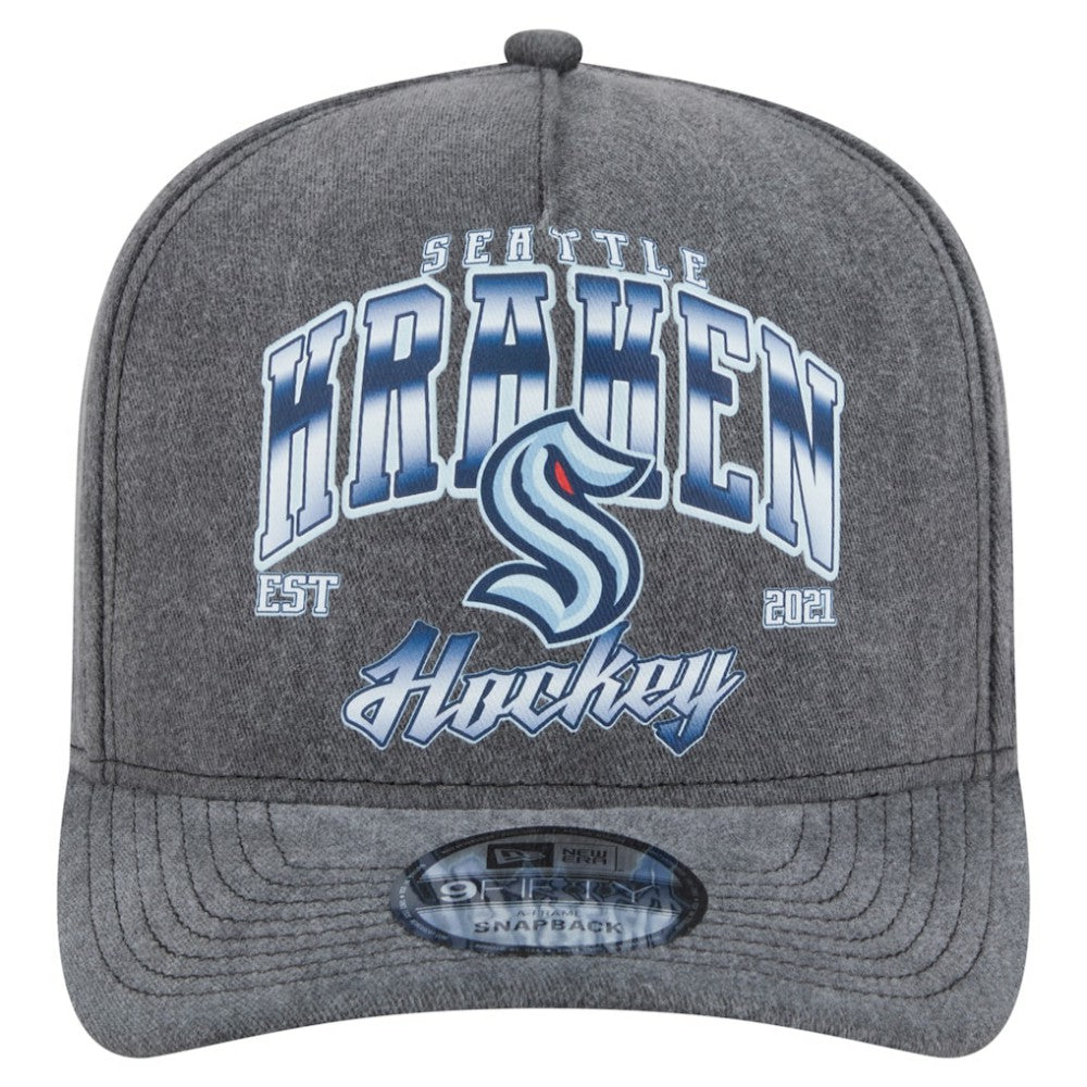 Seattle Kraken New Era Throwback Washed A-Frame Pre-Curved 9FIFTY Snapback Hat - Charcoal | New Era Clearance