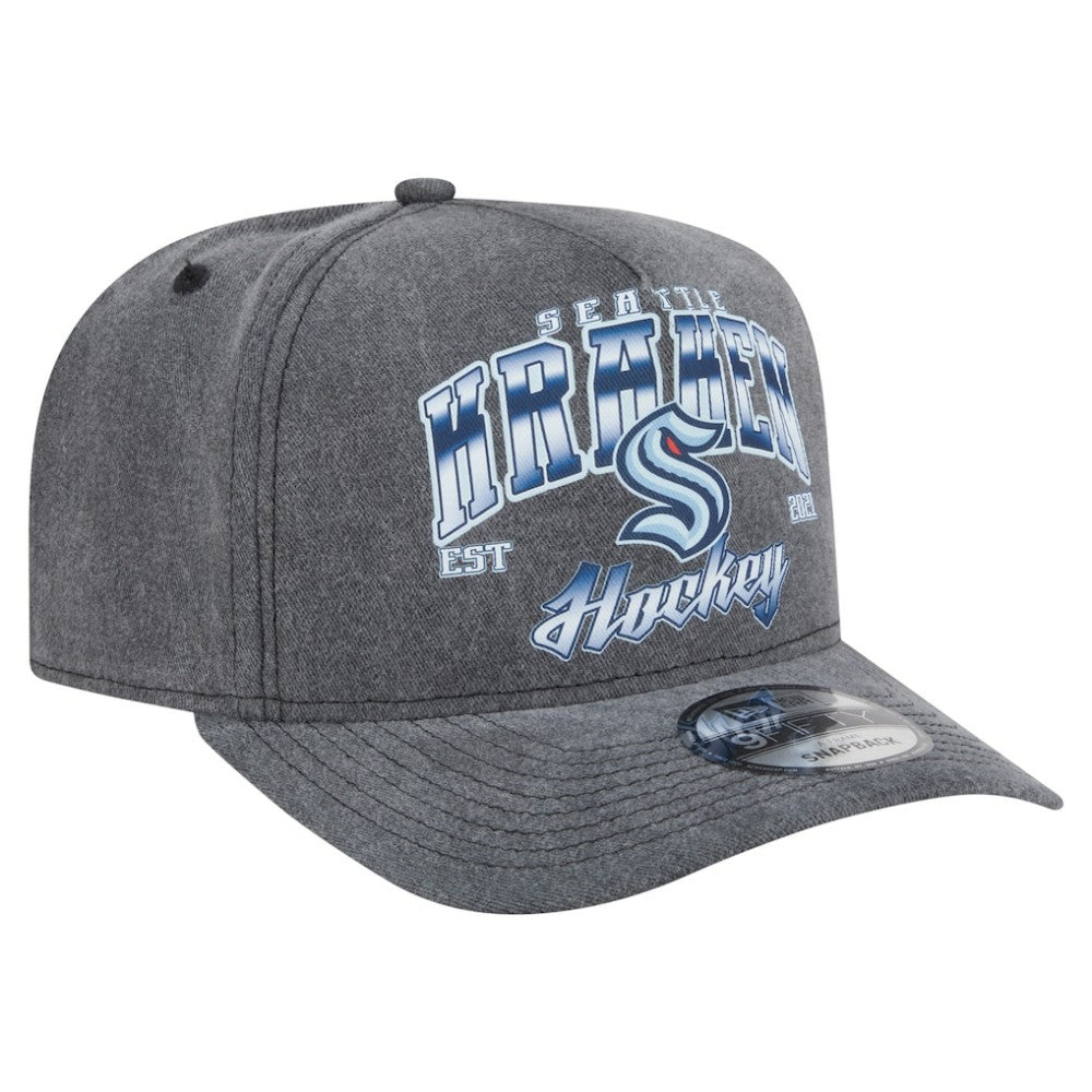 Seattle Kraken New Era Throwback Washed A-Frame Pre-Curved 9FIFTY Snapback Hat - Charcoal | New Era Clearance