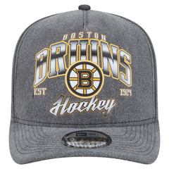 Boston Bruins New Era Throwback Washed A-Frame Pre-Curved 9FIFTY Snapback Hat - Charcoal | New Era Clearance