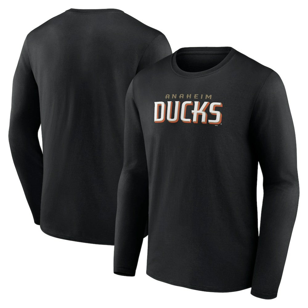 Anaheim Ducks Fanatics Wordmark Logo Long Sleeve T-Shirt - Black | Fanatics discount