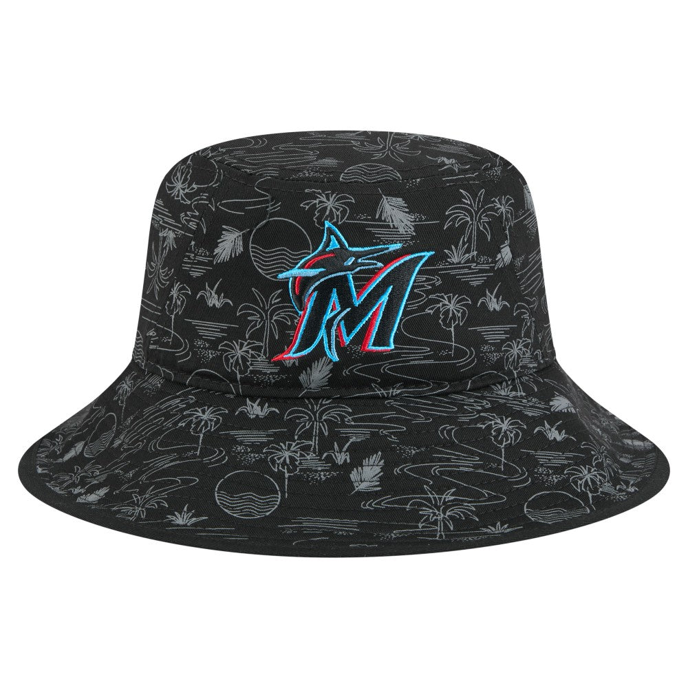 Miami Marlins New Era 2025 Spring Training All Over Print Bucket Hat Sale