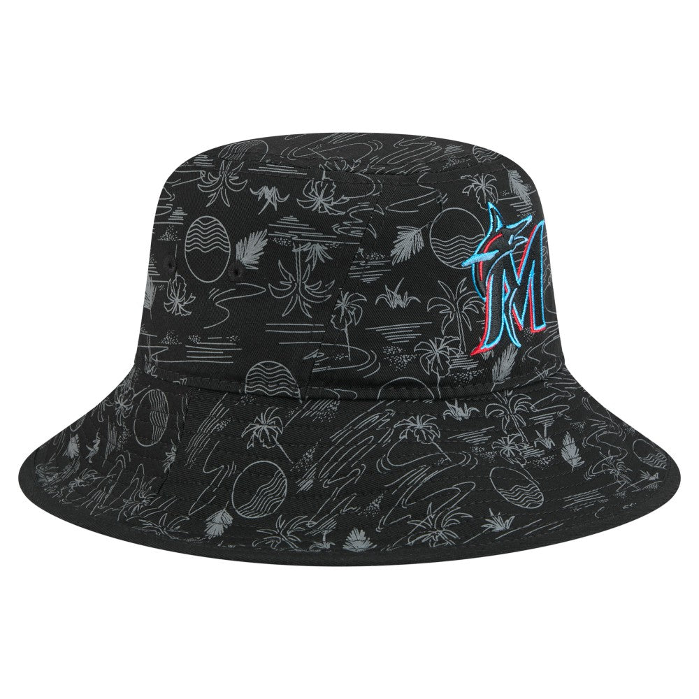 Miami Marlins New Era 2025 Spring Training All Over Print Bucket Hat Sale
