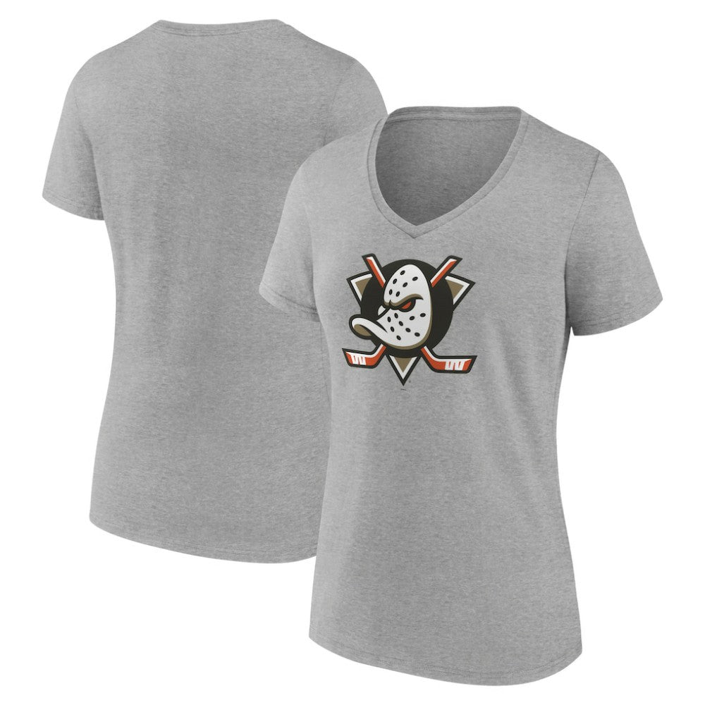 Anaheim Ducks Women's Primary Logo V-Neck T-Shirt – Gray | NHL sale