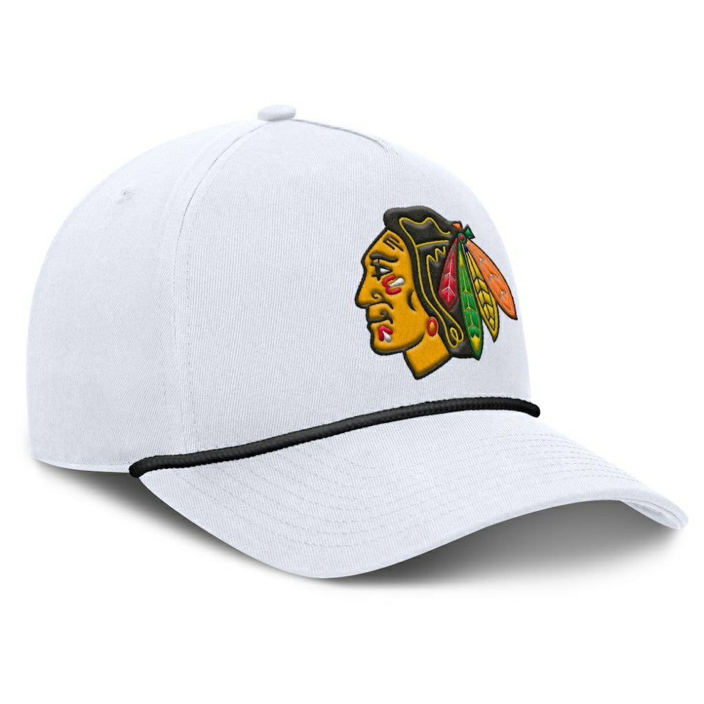 Chicago Blackhawks Fanatics Rope A-Frame Adjustable Hat - White | Fanatics online