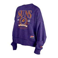 New Era Phoenix Suns Women's Throwback Vintage Enzyme Wash Oversized Boxy Pullover Sweatshirt Purple