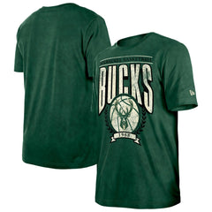 New Era Milwaukee Bucks Throwback Vintage Boxy Mineral Wash T-Shirt Hunter Green