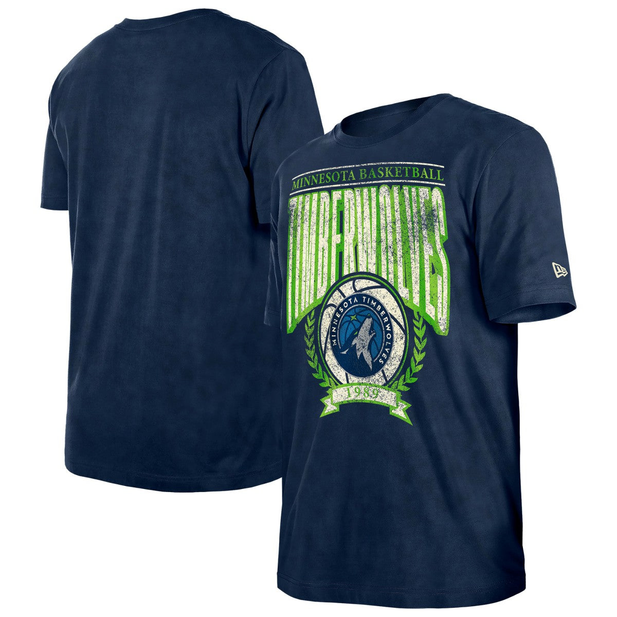 New Era Minnesota Timberwolves Throwback Vintage Boxy Mineral Wash T-Shirt Navy