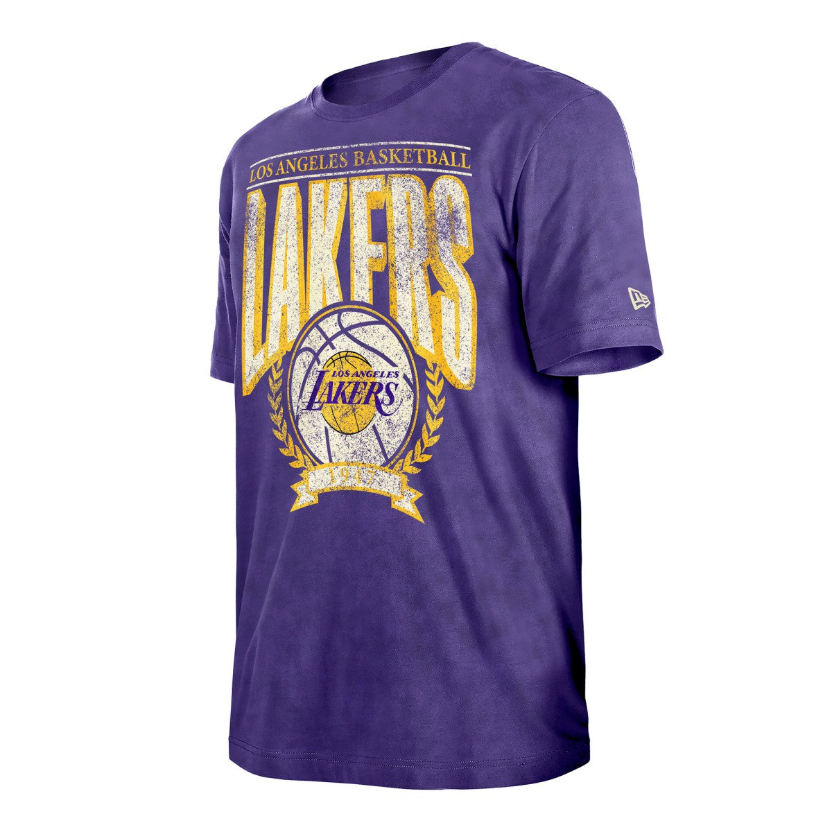 New Era Los Angeles Lakers Throwback Vintage Boxy Mineral Wash T-Shirt Purple