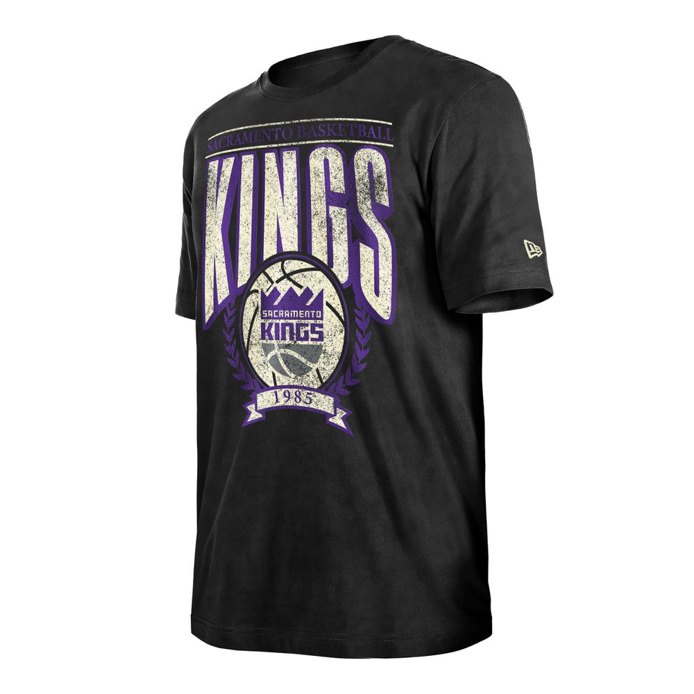 New Era Sacramento Kings Throwback Vintage Boxy Mineral Wash T-Shirt Black