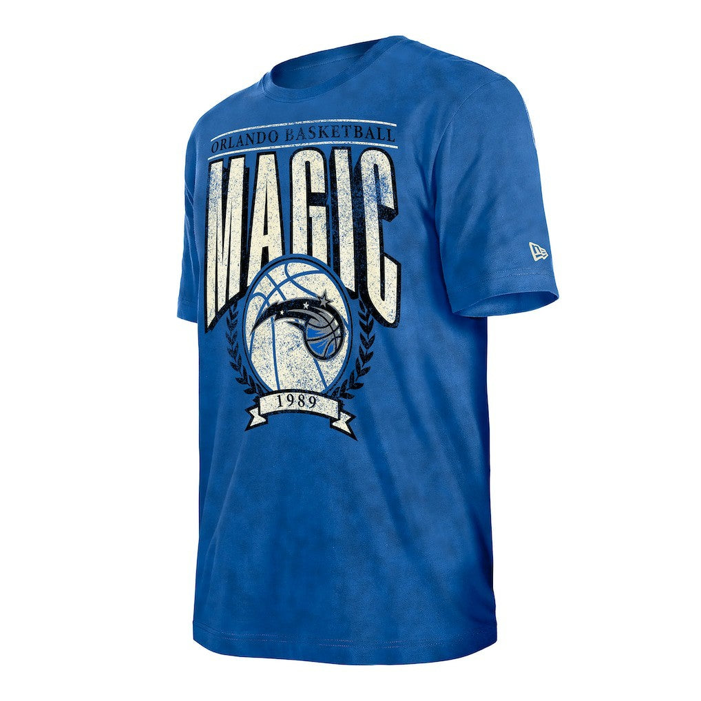 New Era Orlando Magic Throwback Vintage Boxy Mineral Wash T-Shirt Blue