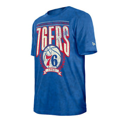 New Era Philadelphia 76ers Throwback Vintage Boxy Mineral Wash T-Shirt Royal