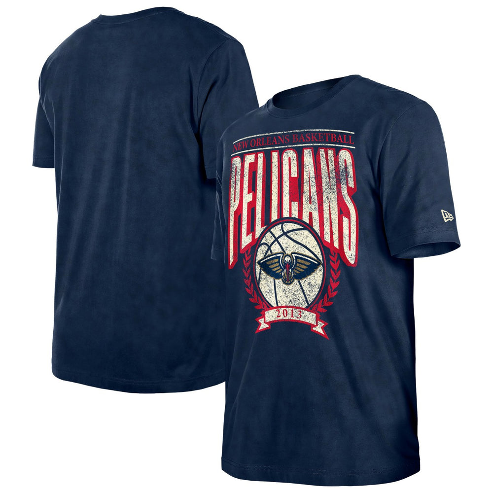 New Era New Orleans Pelicans Throwback Vintage Boxy Mineral Wash T-Shirt Navy