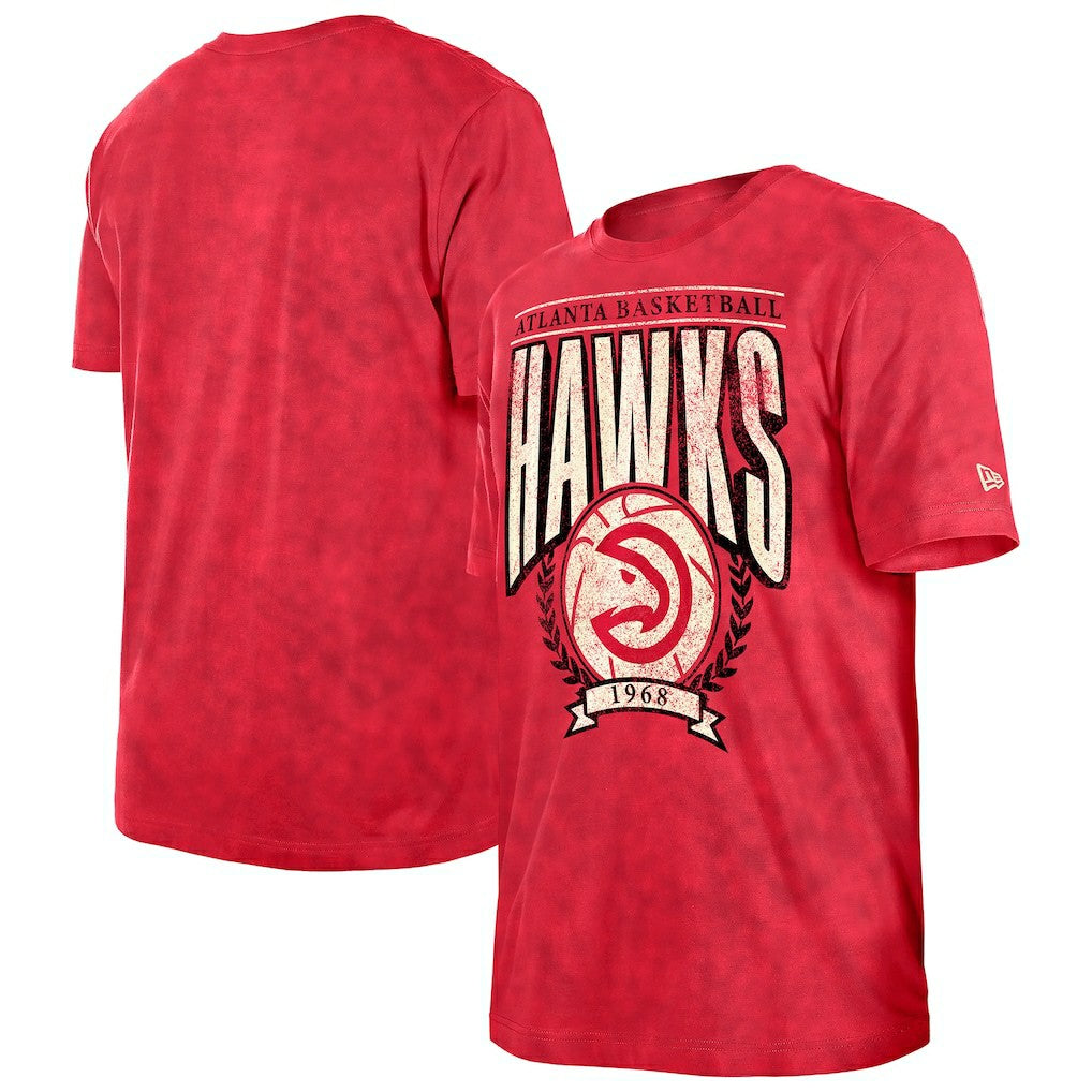 New Era Atlanta Hawks Throwback Vintage Boxy Mineral Wash T-Shirt Red