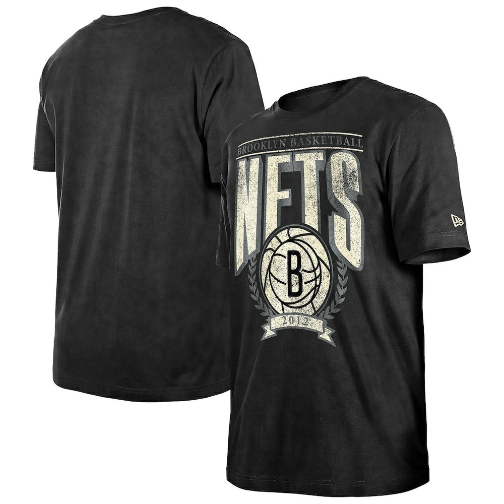 New Era Brooklyn Nets Throwback Vintage Boxy Mineral Wash T-Shirt Black