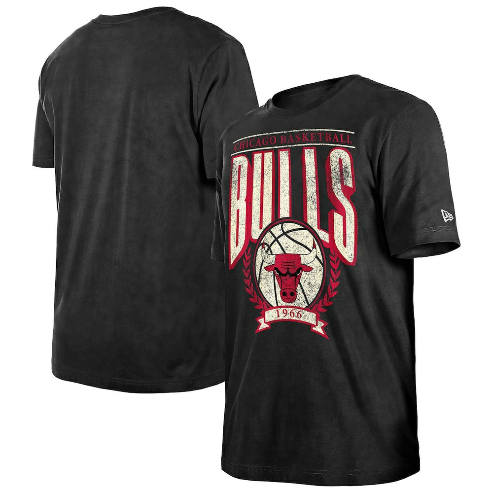 New Era Chicago Bulls Throwback Vintage Boxy Mineral Wash T-Shirt Black