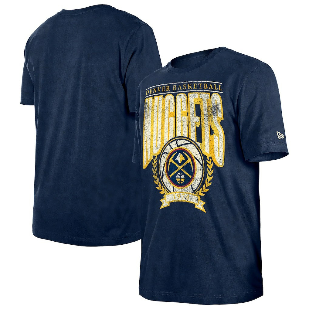 New Era Denver Nuggets Throwback Vintage Boxy Mineral Wash T-Shirt Navy