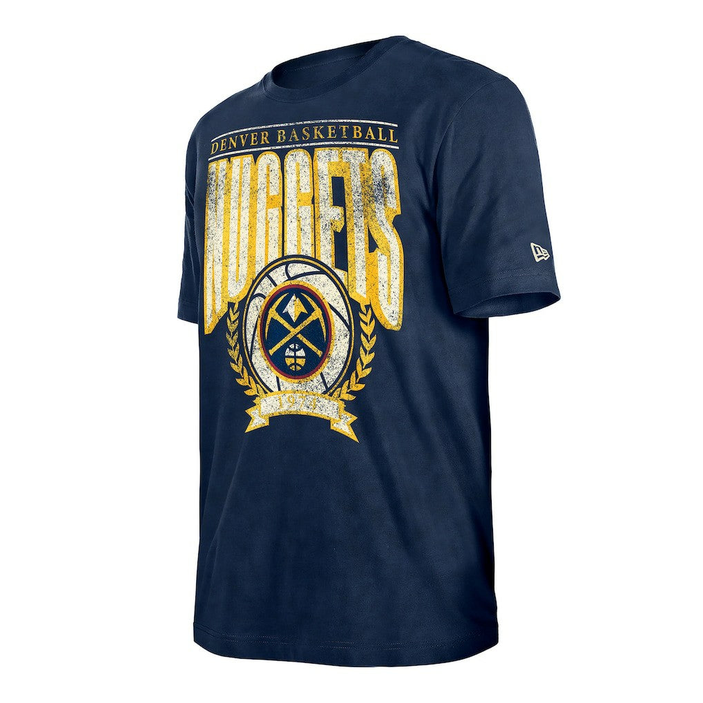 New Era Denver Nuggets Throwback Vintage Boxy Mineral Wash T-Shirt Navy