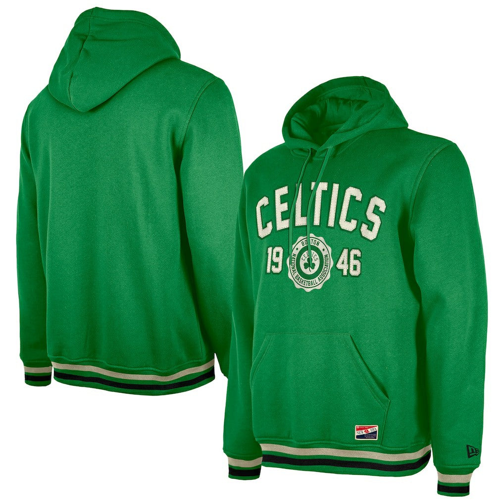 New Era Boston Celtics Throwback Vintage Pullover Hoodie Kelly Green