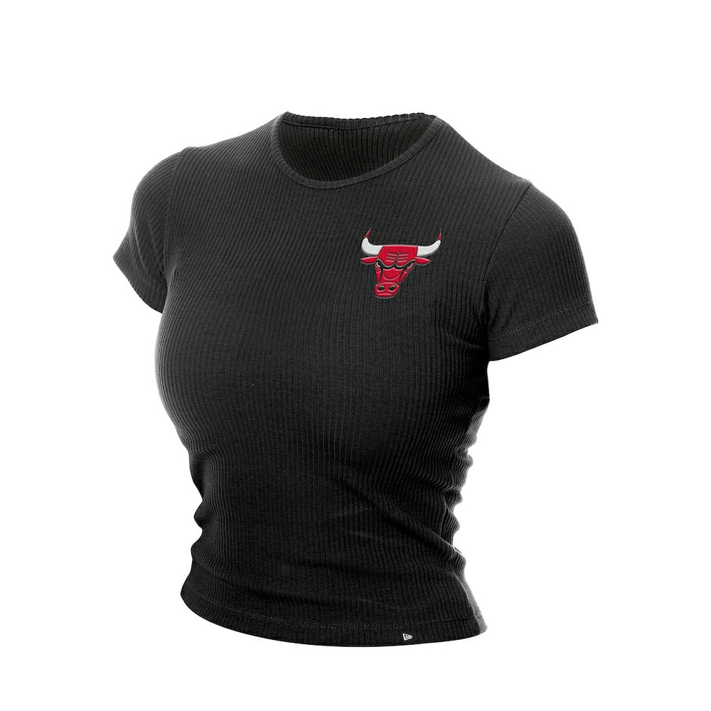 New Era Chicago Bulls Women's Leisure Collection Baby Doll Cropped T-Shirt Black