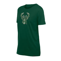New Era Milwaukee Bucks Women's Glam Game Flower T-Shirt Hunter Green